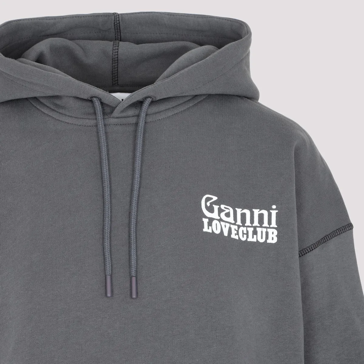 Ganni  |Long Sleeves Plain Cotton Logo Hoodies & Sweatshirts