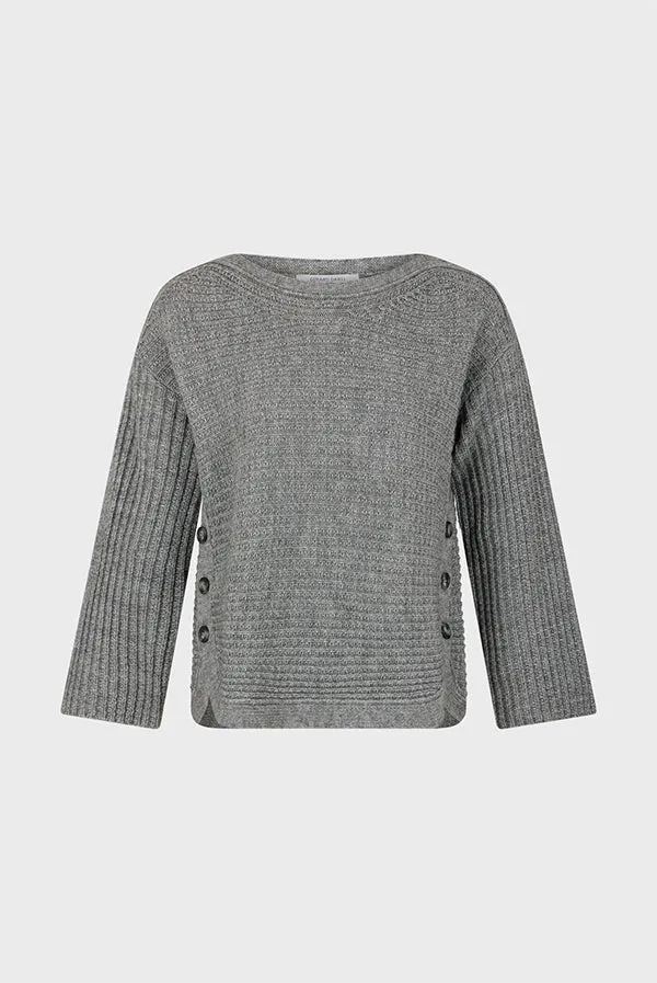 Gerard Darel JOLINE GREY BUTTON BOAT NECK SWEATER