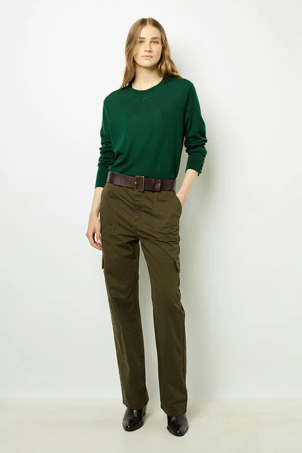 Gerard Darel JULIETTE GREEN FINE WOOL VNECK SWEATER