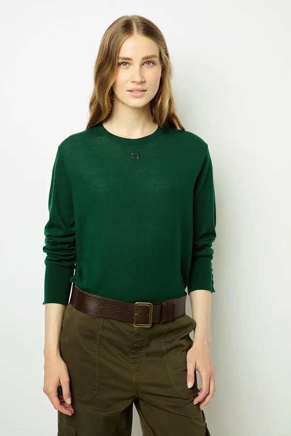 Gerard Darel JULIETTE GREEN FINE WOOL VNECK SWEATER