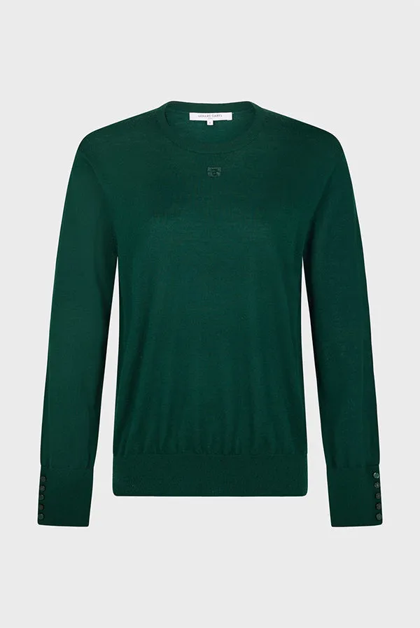 Gerard Darel JULIETTE GREEN FINE WOOL VNECK SWEATER