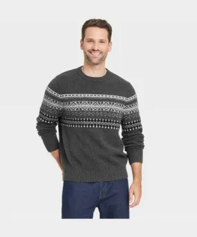 Goodfellow & Co Men's Crewneck Pullover Sweater - Goodfellow & Co™ Charcoal Fair Isle