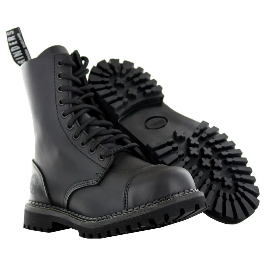 Grinders Unisex Stag CS Leather Black Boots - UK 11