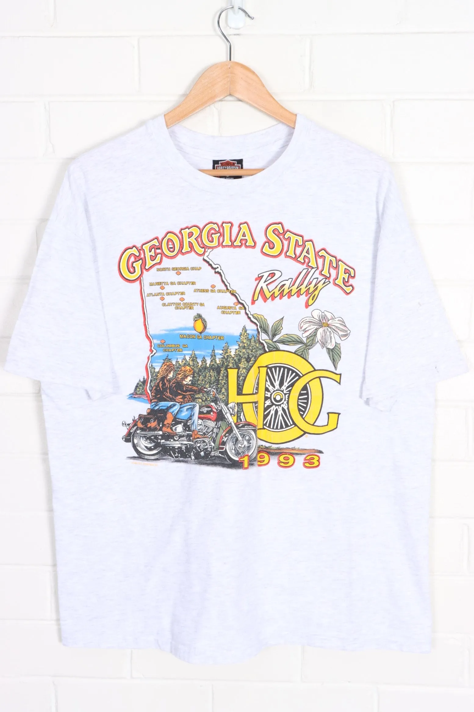 HARELY DAVIDSON Georgia State Rally 1993 Single Stitch T-Shirt USA Made (L-XL)