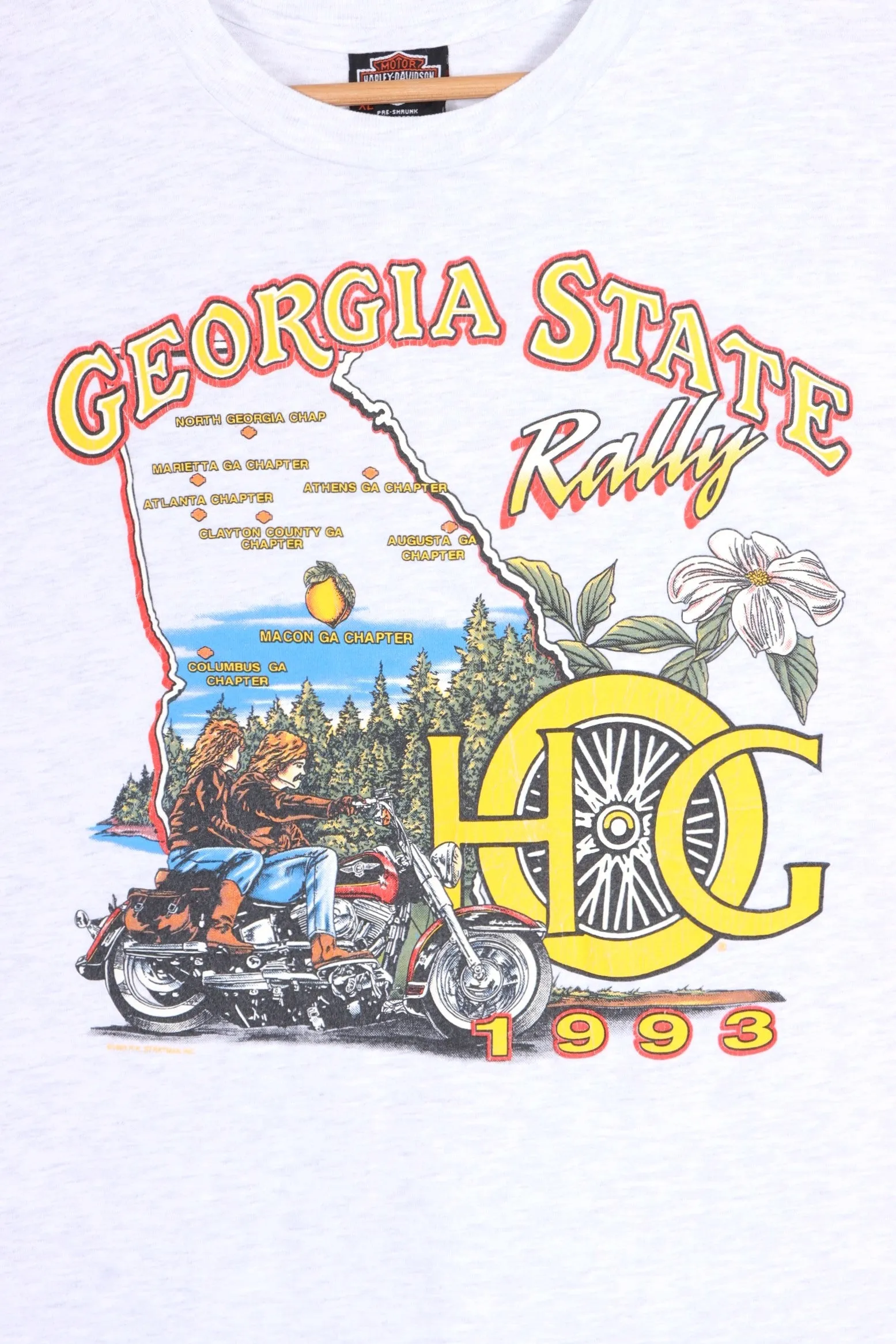 HARELY DAVIDSON Georgia State Rally 1993 Single Stitch T-Shirt USA Made (L-XL)