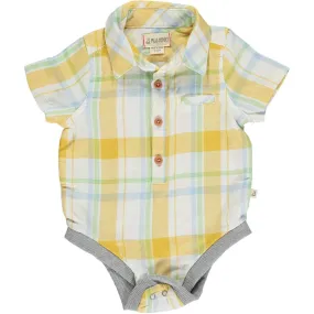 Helford Gold/Cream Plaid Collared s/s Onesie