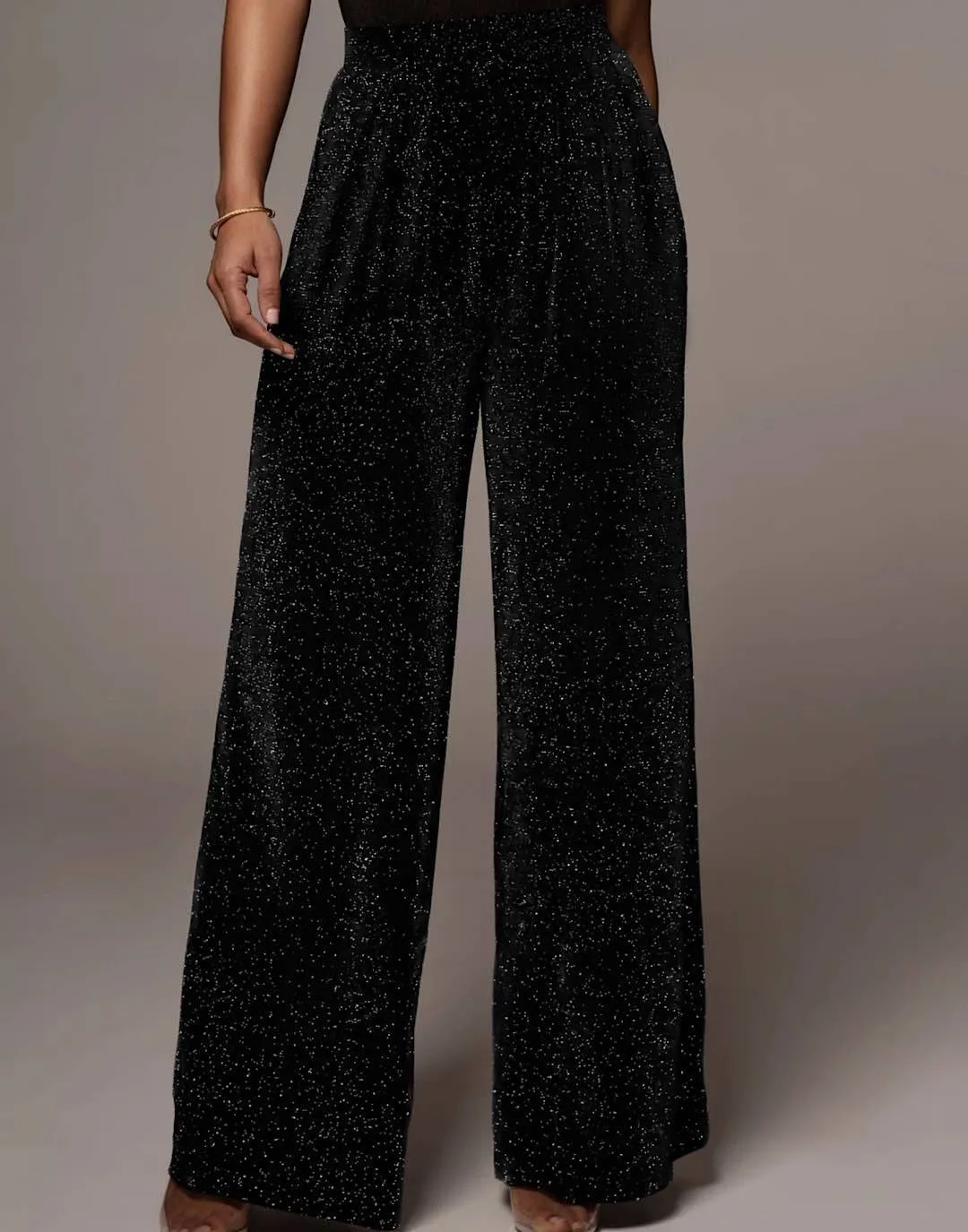 High Waisted Loose Sequined Long Pants