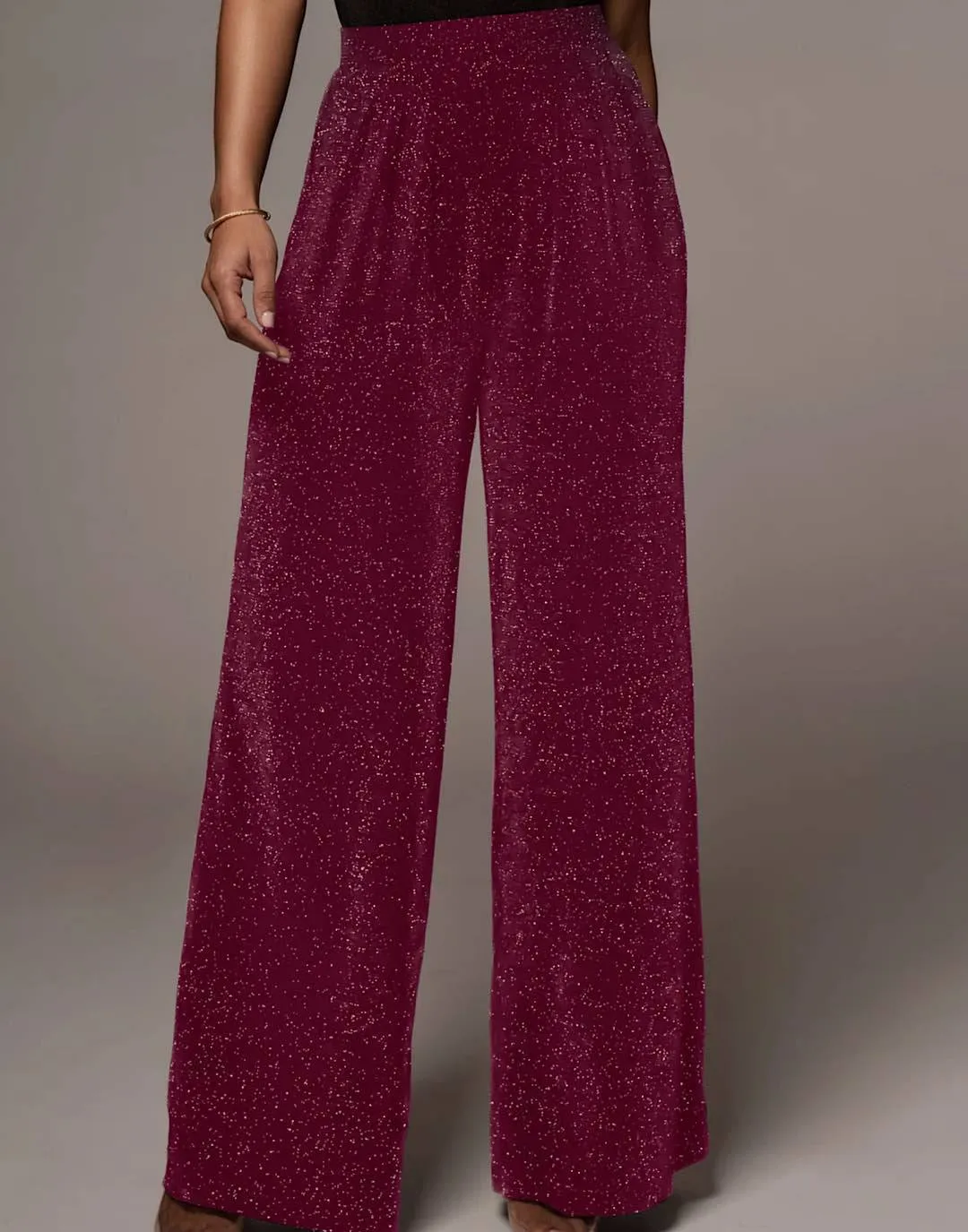 High Waisted Loose Sequined Long Pants