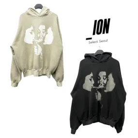 IONSEOUL  |Unisex Street Style Plain Cotton Logo Hoodies