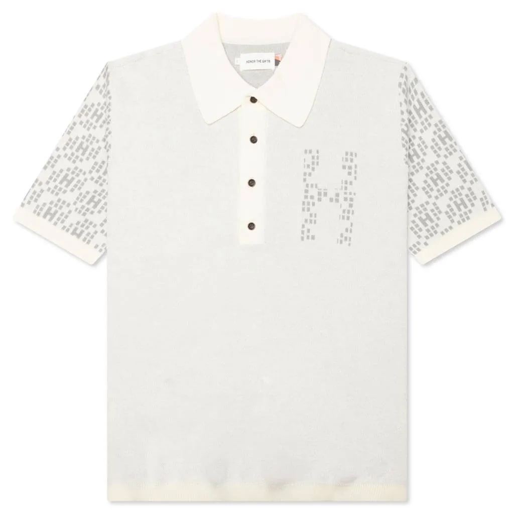 Knit H Pattern Polo - Bone