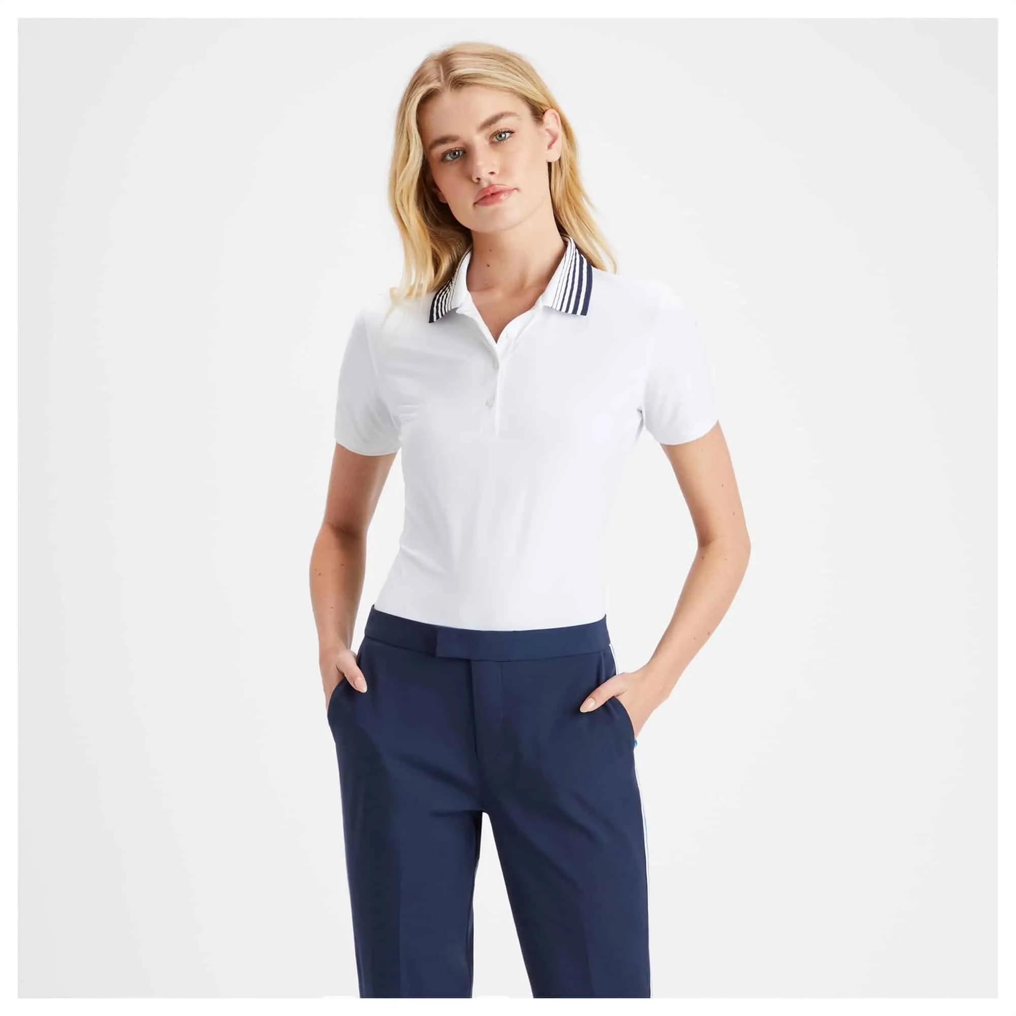 Ladies G/FORE Pleated Collar Polo Shirt Snow