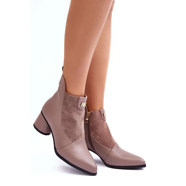 Leather High Heel Boots S.Barski MR870-96 Beige