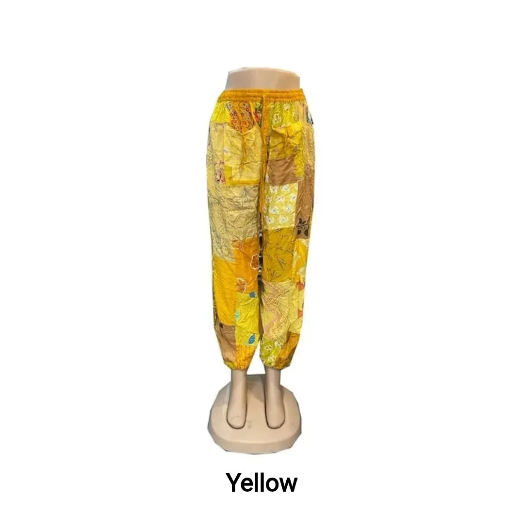 Lemon Yellow Field Patchwork Yoga/Harem Trousers Cotton Pants