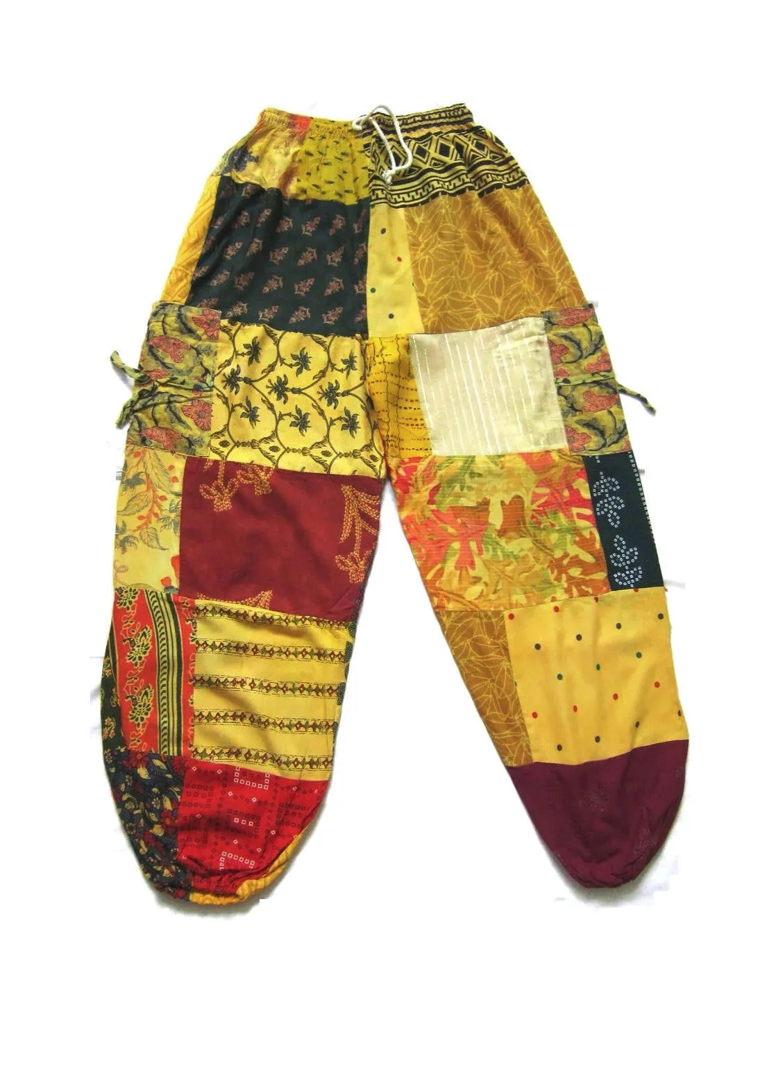 Lemon Yellow Field Patchwork Yoga/Harem Trousers Cotton Pants