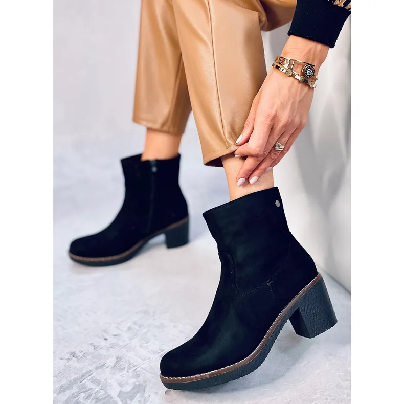 Linzi Black rubber heel boots