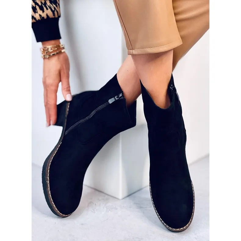 Linzi Black rubber heel boots