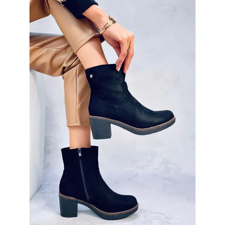 Linzi Black rubber heel boots