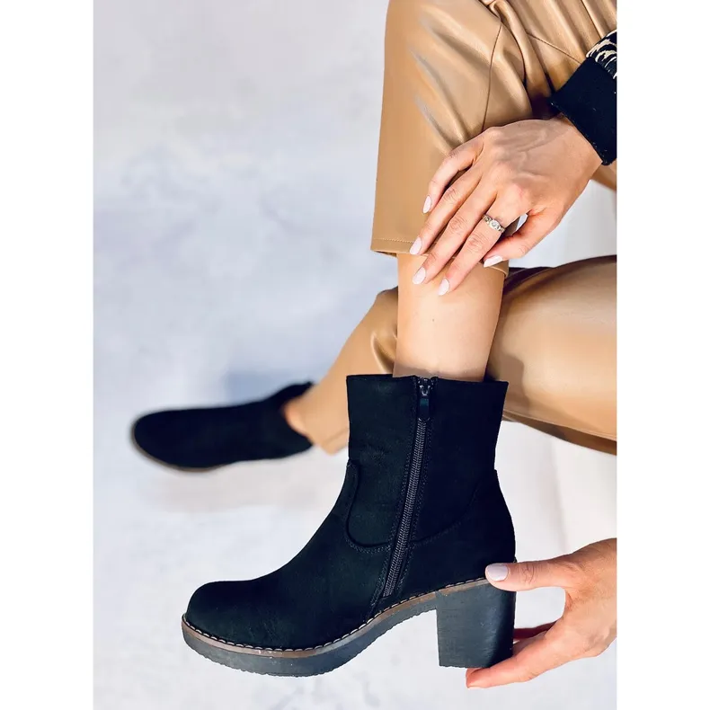 Linzi Black rubber heel boots