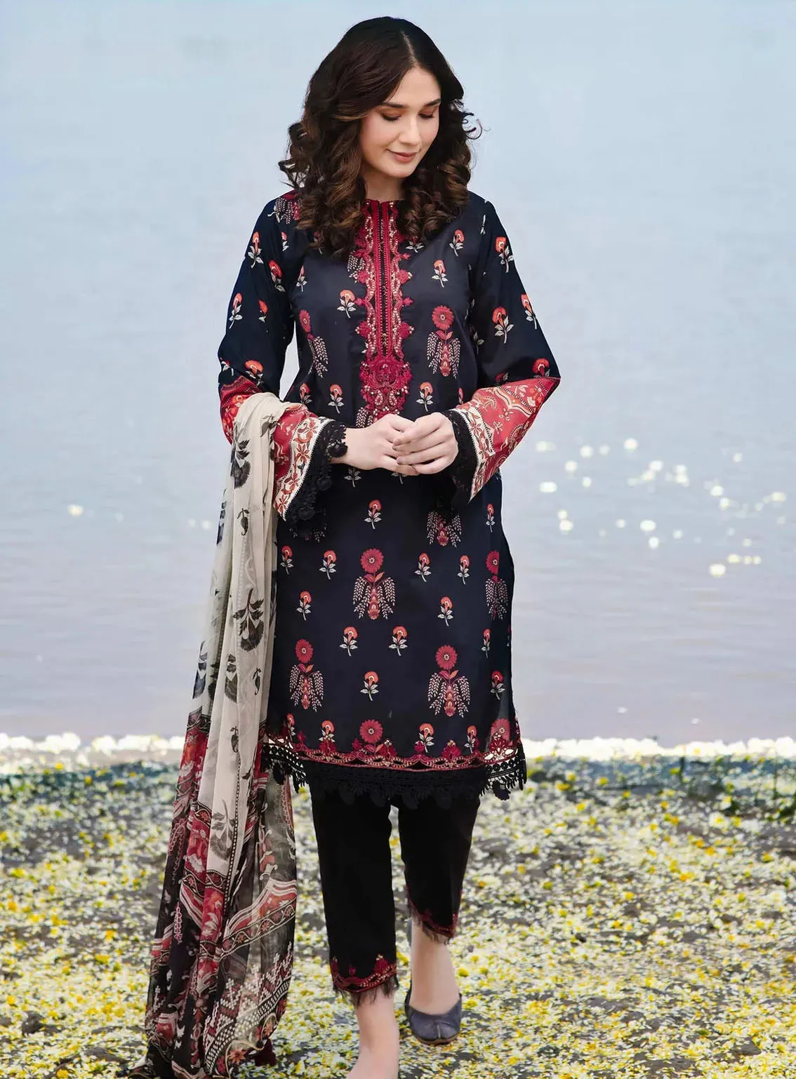 M Basics By Maria B Embroidered Lawn 3 Piece Unstitched Suit MB24M2 12A