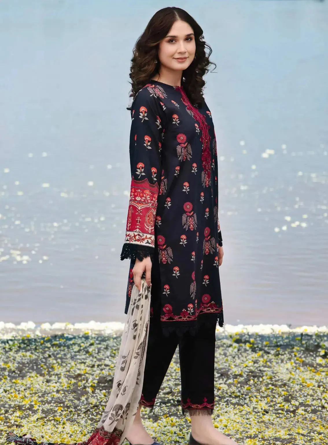 M Basics By Maria B Embroidered Lawn 3 Piece Unstitched Suit MB24M2 12A