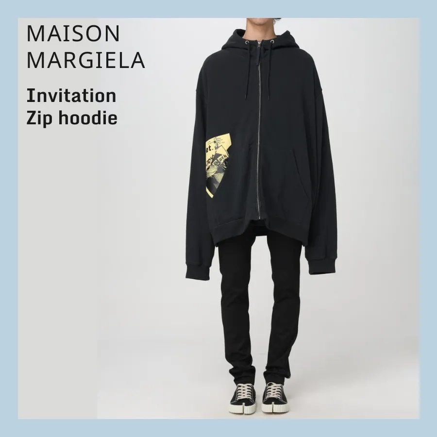 Maison Margiela  |Long Sleeves Cotton Oversized Logo Designers Hoodies