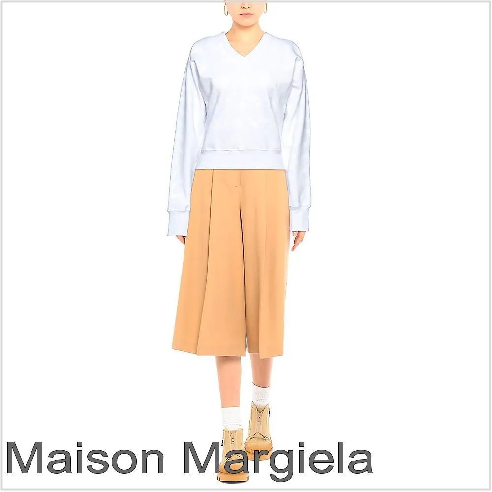 Maison Margiela  |Sweat V-Neck Long Sleeves Plain Hoodies & Sweatshirts