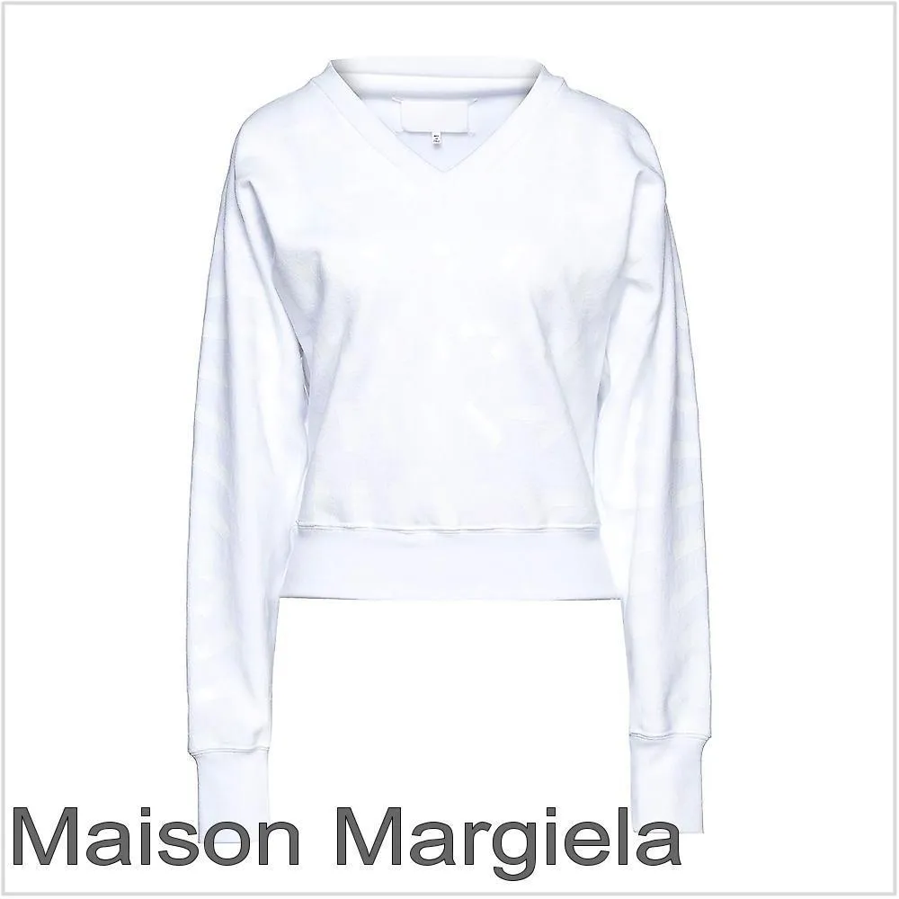 Maison Margiela  |Sweat V-Neck Long Sleeves Plain Hoodies & Sweatshirts