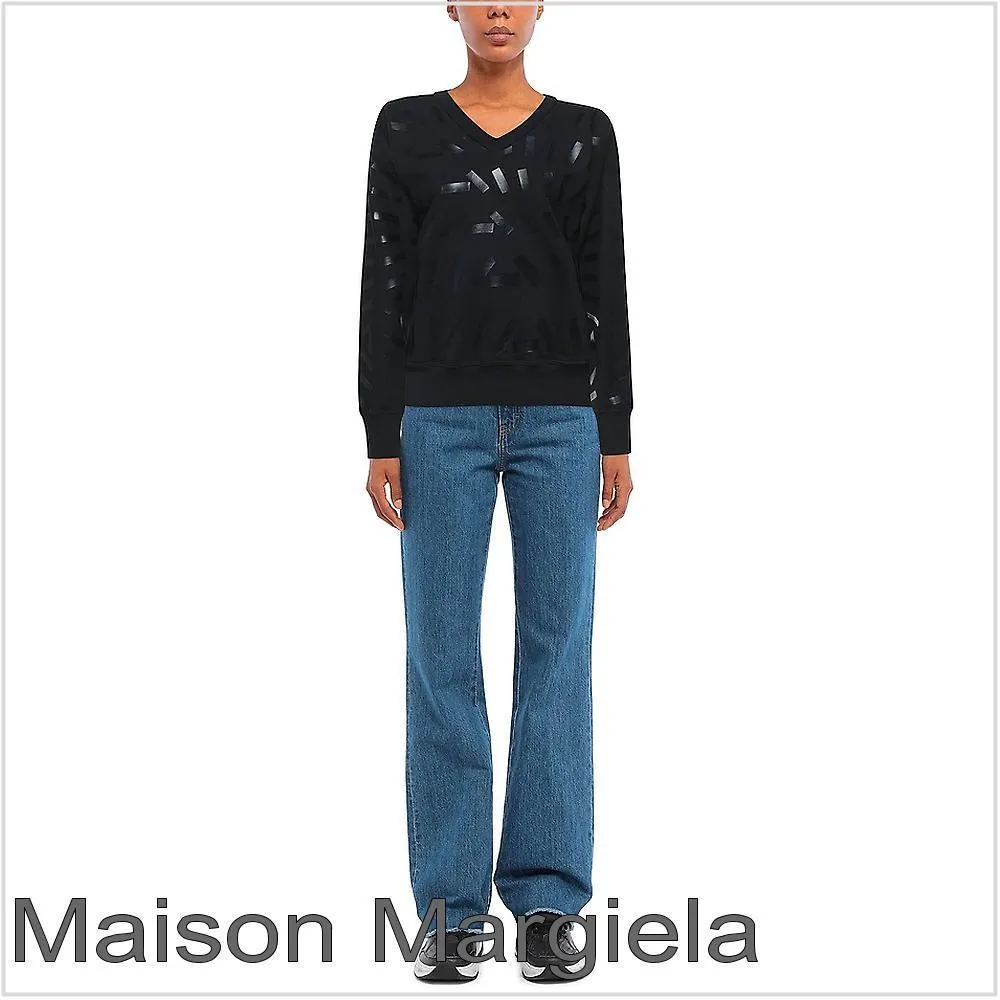 Maison Margiela  |Sweat V-Neck Long Sleeves Plain Hoodies & Sweatshirts