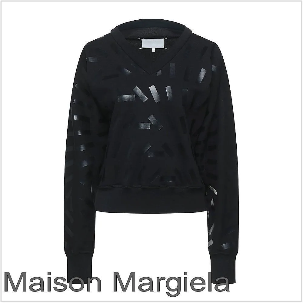 Maison Margiela  |Sweat V-Neck Long Sleeves Plain Hoodies & Sweatshirts