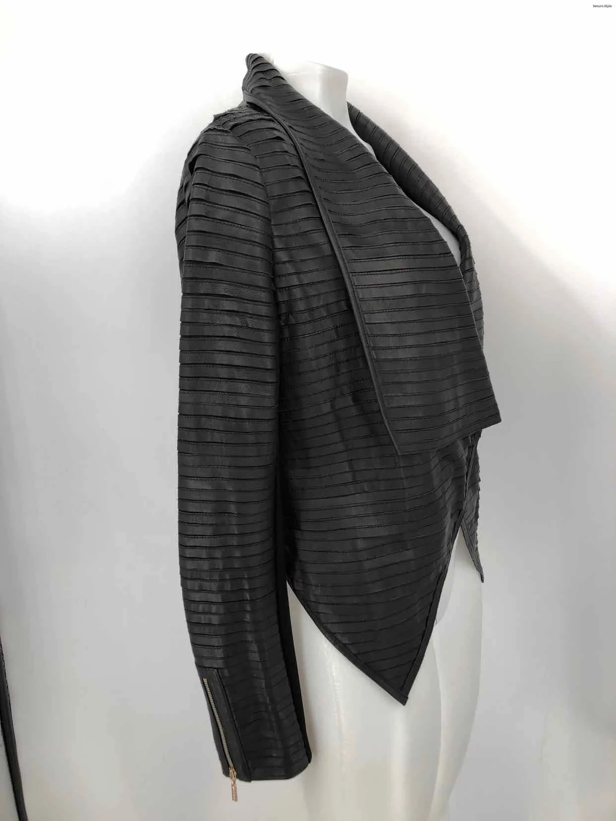 MARCIANO FOR GUESS Black Lambskin Leather Asymmetrical Women Size 10  (M) Jacket