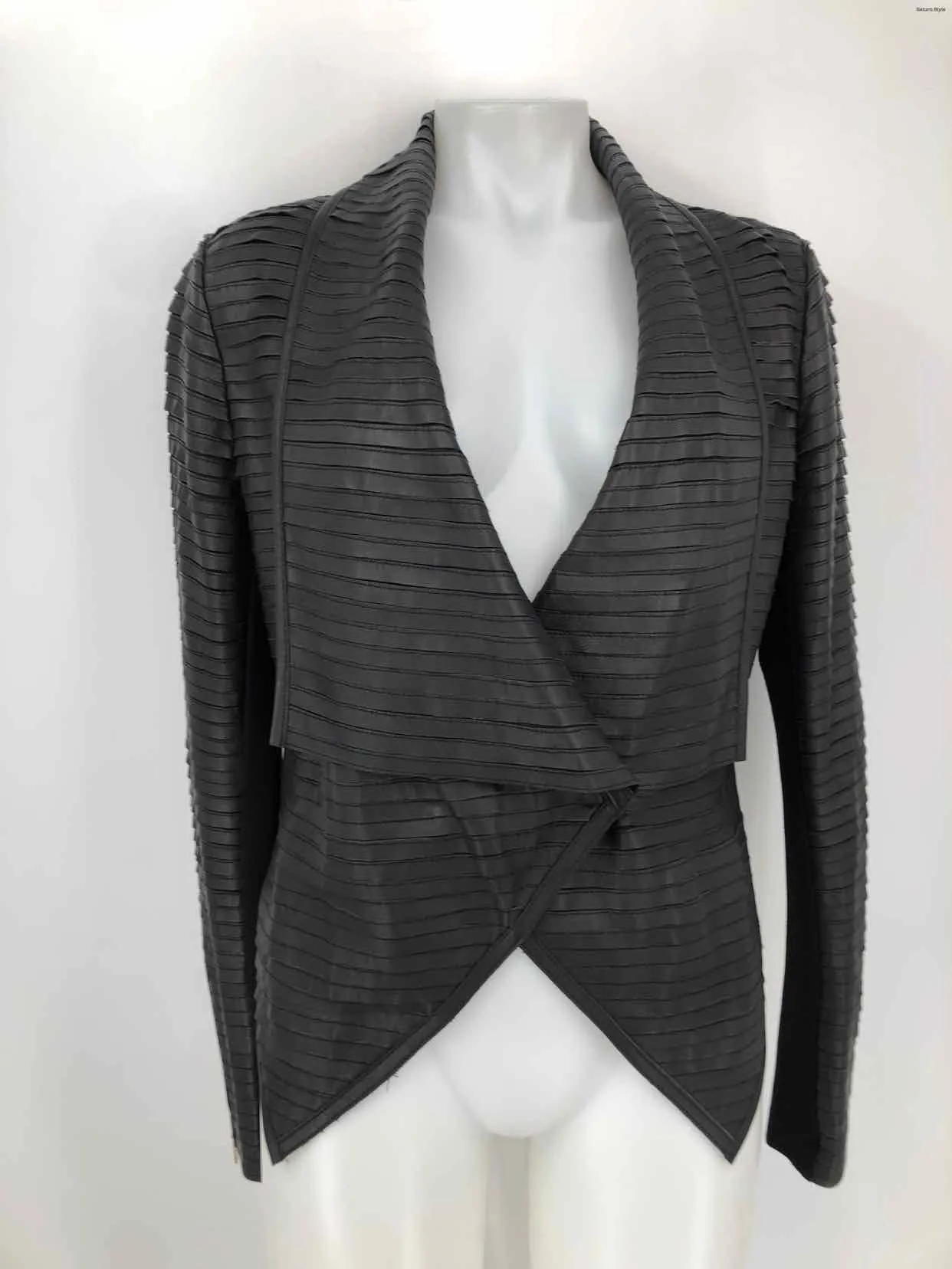 MARCIANO FOR GUESS Black Lambskin Leather Asymmetrical Women Size 10  (M) Jacket