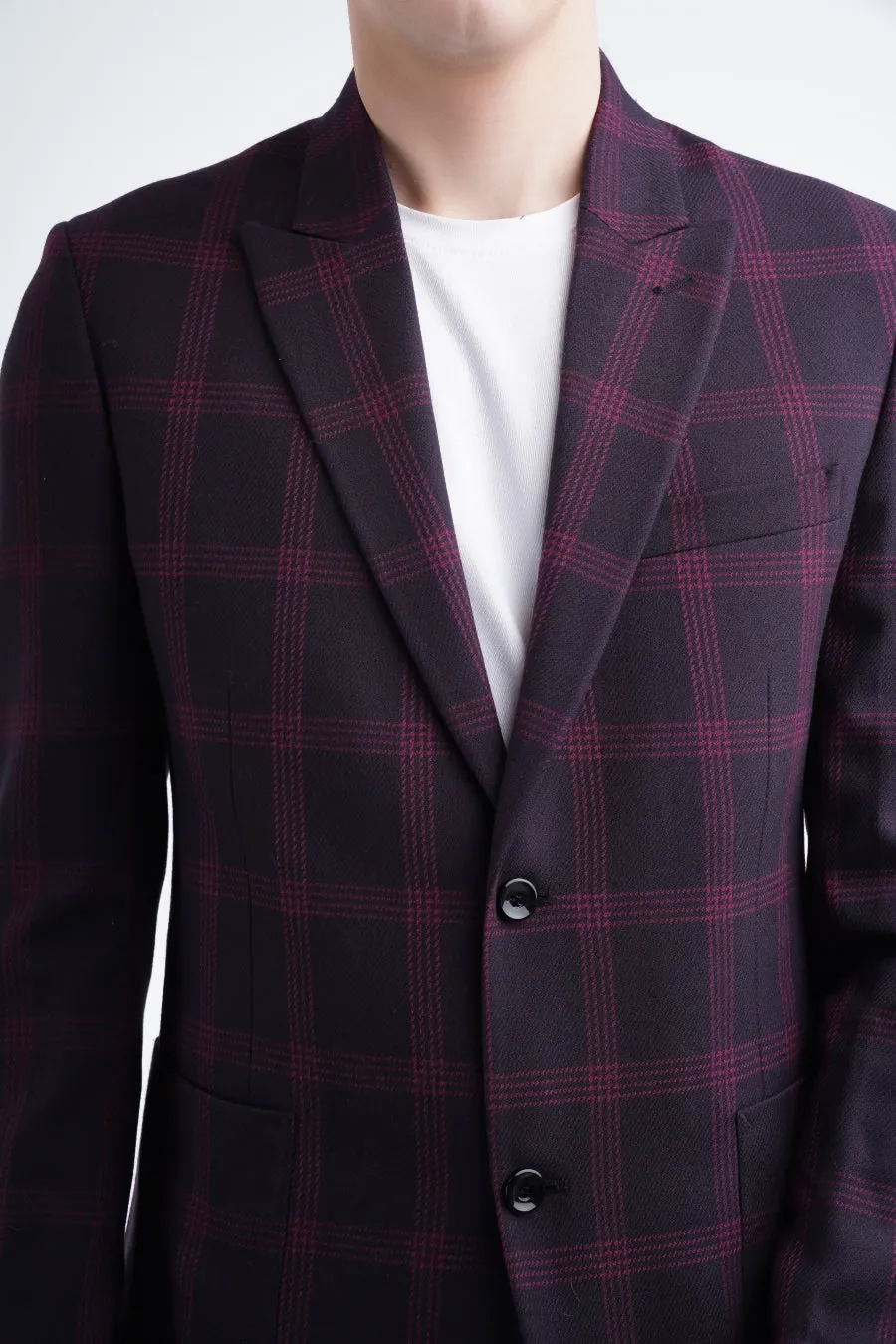 Maroon Plaid Blazer