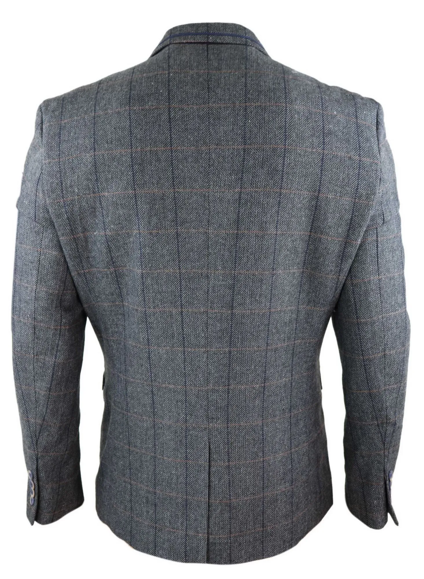 Mens Herringbone Check Vintage Blazer - Cavani Albert-Charcoal