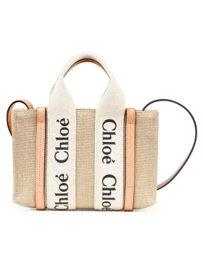 Mini Woody Tote Bag in White/Beige