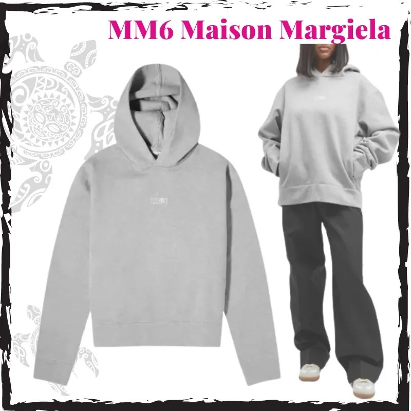 MM6 Maison Margiela  |Long Sleeves Plain Cotton Logo Hoodies & Sweatshirts