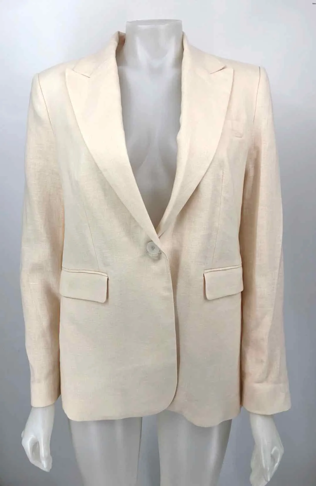 MNG Beige Linen Blazer Women Size 8  (M) Jacket