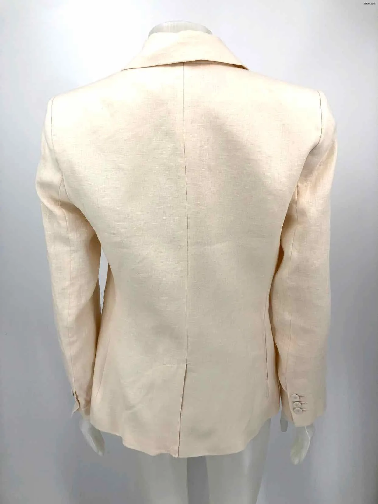 MNG Beige Linen Blazer Women Size 8  (M) Jacket