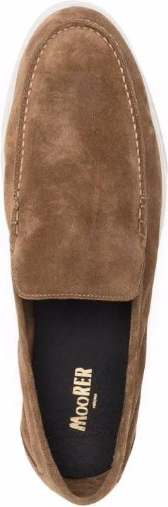 Moorer suede slip-on loafers Brown