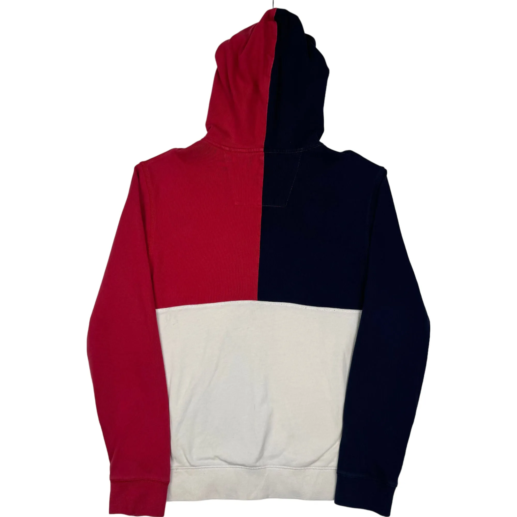 Nautica Colorblock Quarter Zip Pullover Hoodie Red Navy Cream