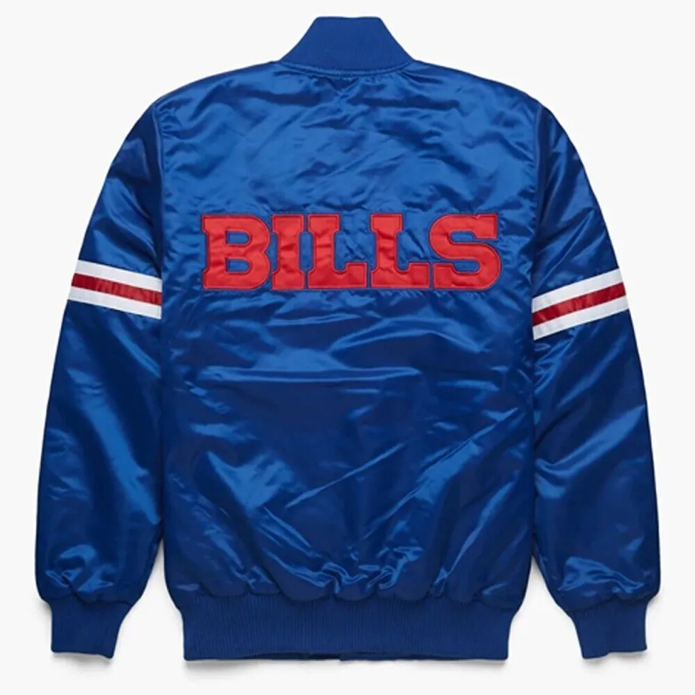 NFL Buffalo Bills Blue Satin Vintage Bomber Baseball Letterman Varsity Jacket