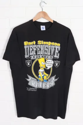 NFL LA Raiders x The Simpsons Bart Defensive Dude 1990 T-Shirt USA Made (L)