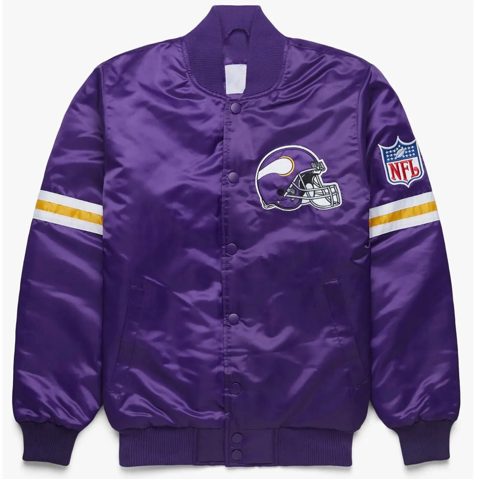 NFL Minnesota Vikings Purple Satin Bomber Varsity Baseball Letterman Jacket-03