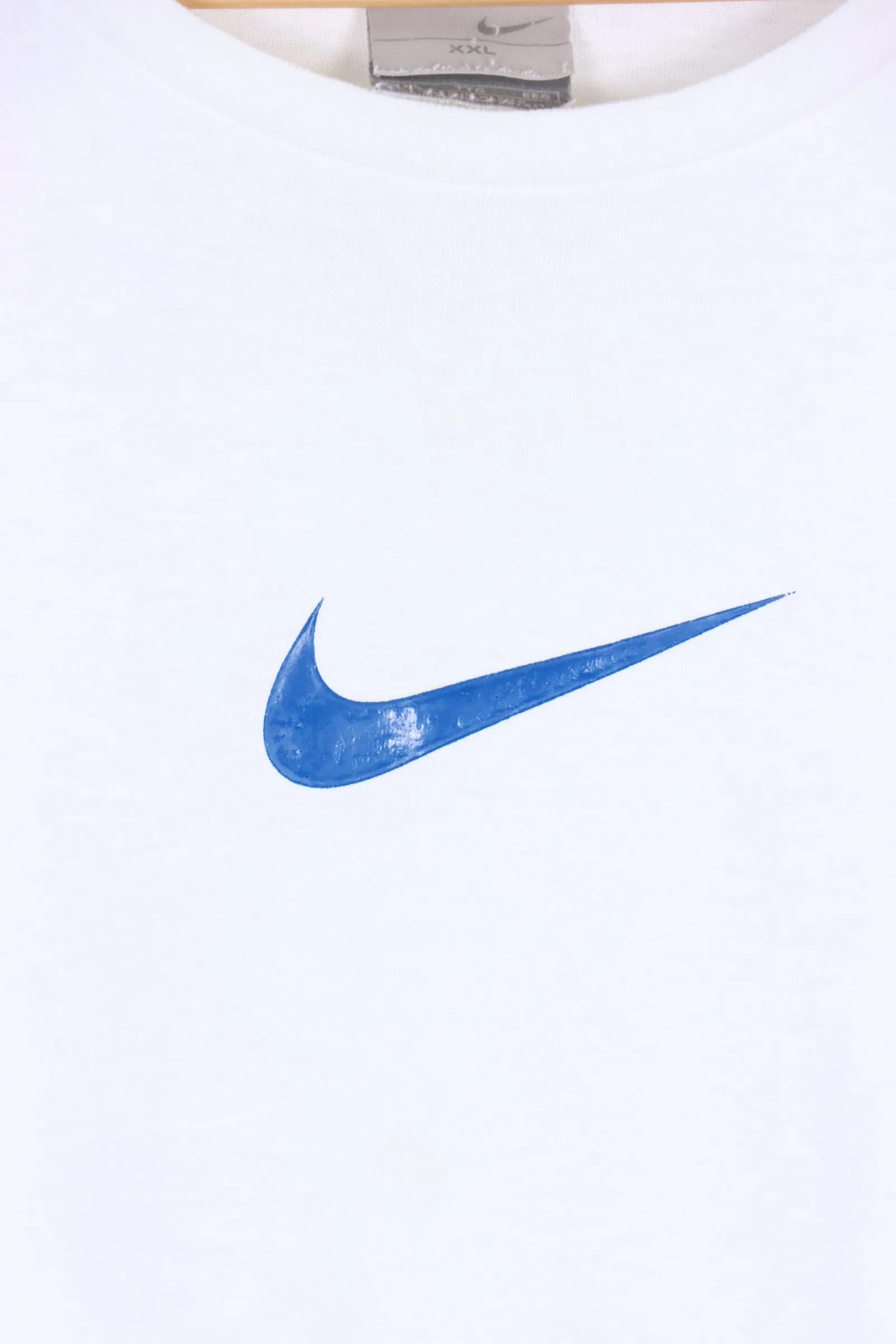 NIKE Blue Centre Swoosh Rubber Logo T-Shirt (XXL)