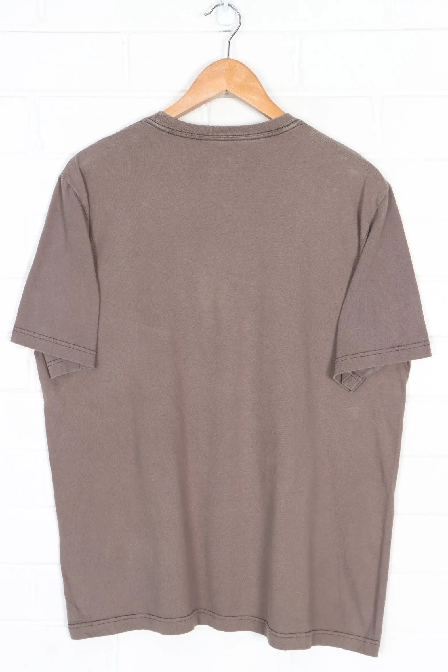 NIKE Embroidered Swoosh Logo Grey Brown T-Shirt (L)