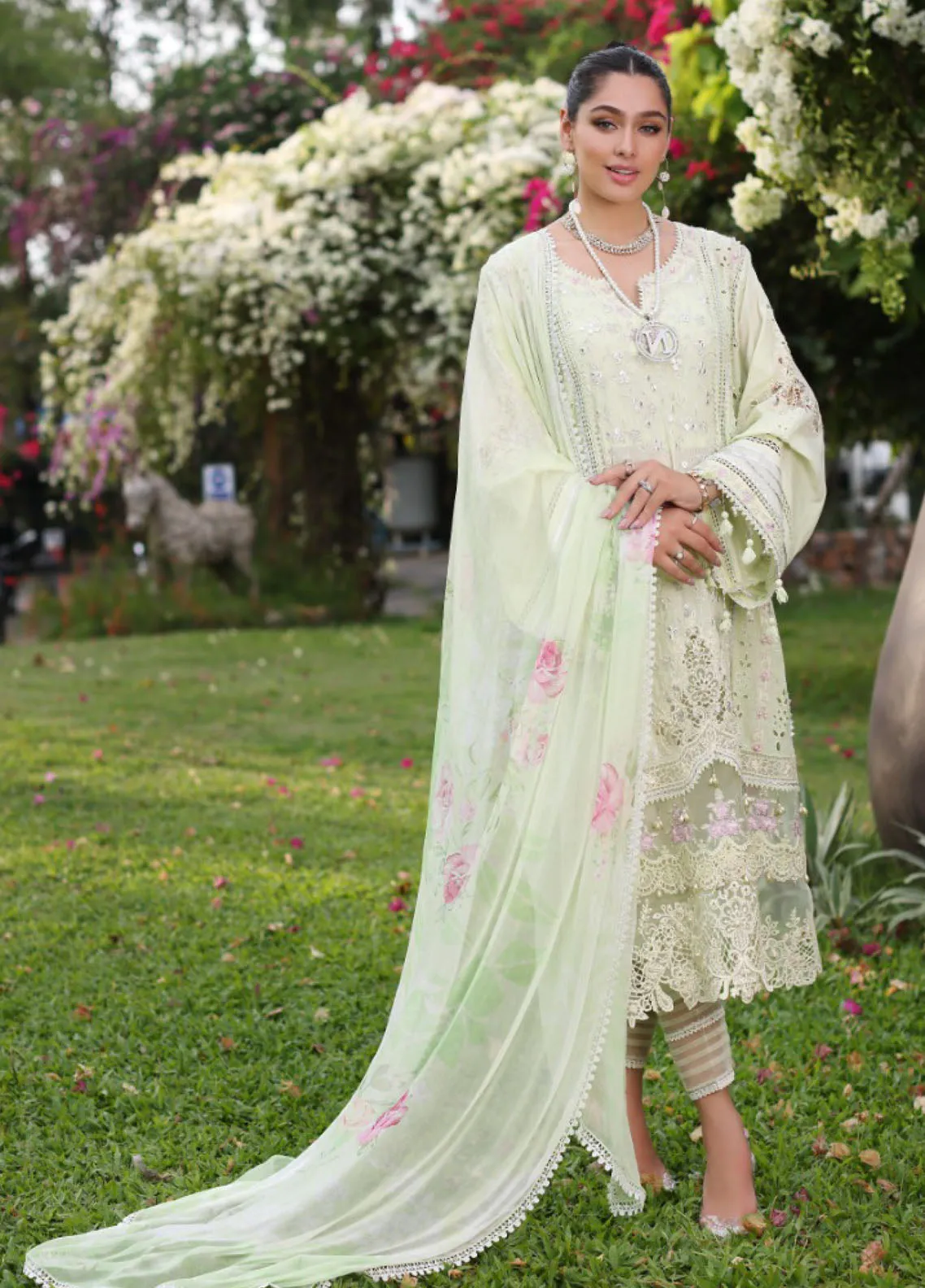 Noor By Saadia Asad Luxury Chikankari Lawn 3 Piece Unstitched Suit NBSA24LCL D-11B