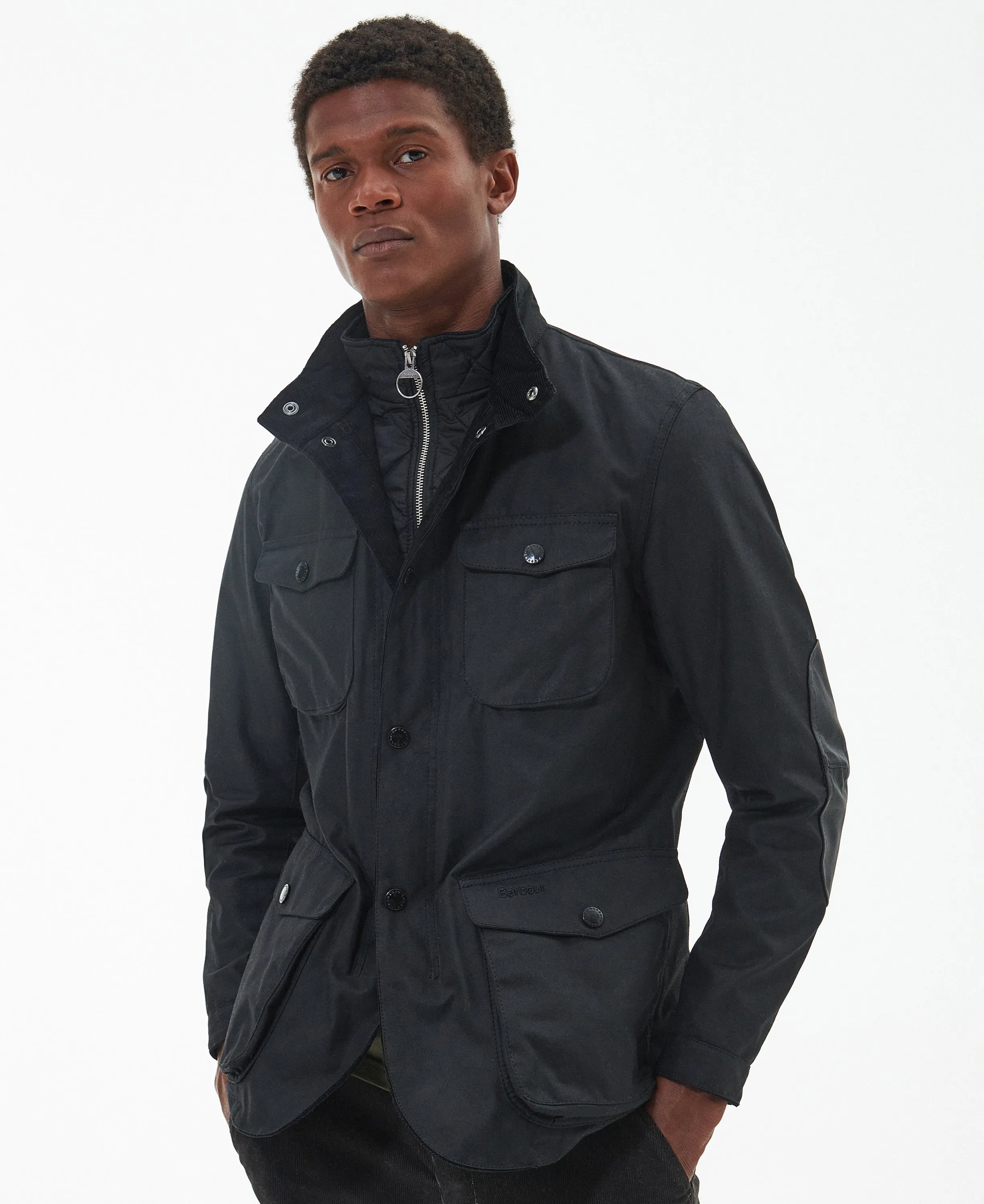 Ogston Wax Jacket Black / Classic Tartan