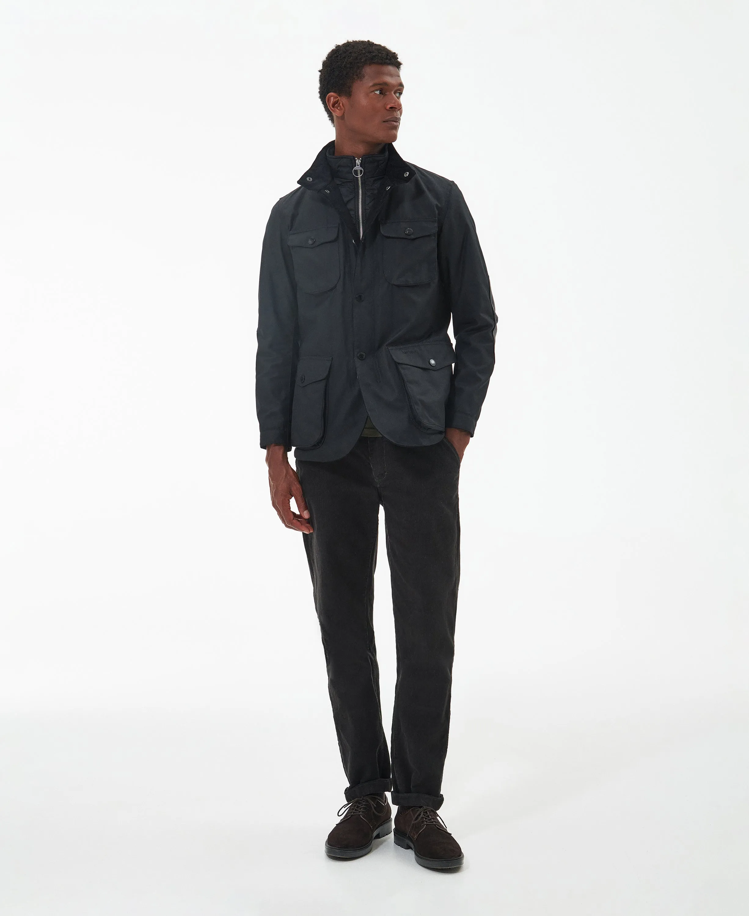 Ogston Wax Jacket Black / Classic Tartan