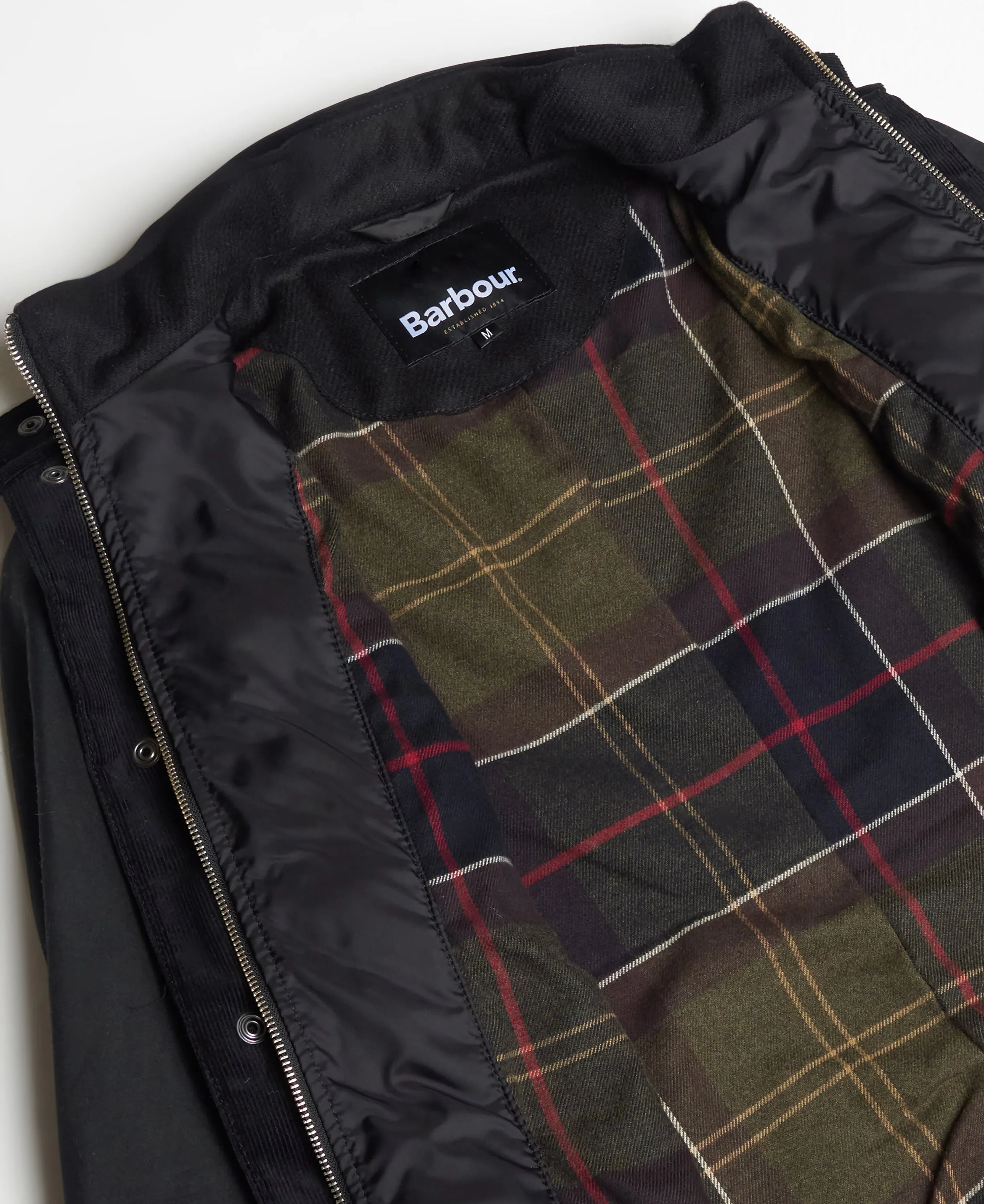 Ogston Wax Jacket Black / Classic Tartan