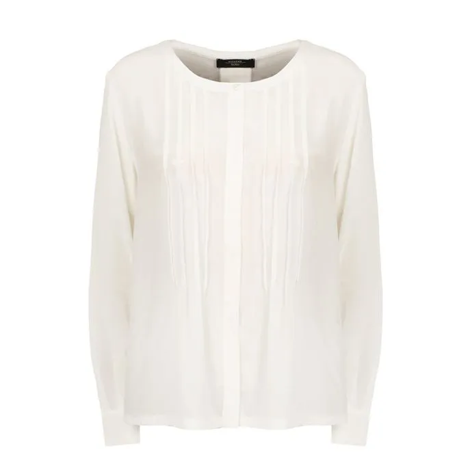 OTRANTO SHIRT IN COTTON AND SILK WITH WIDE NECKLINE Woman White