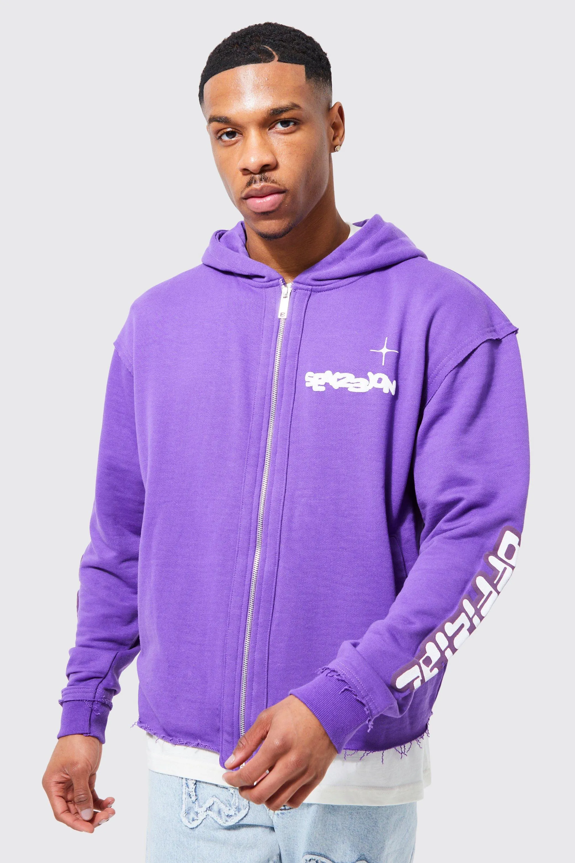 Overszed Boxy Loopback Zip Through Hoodie